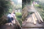 Anak Sekolah di Tana Toraja Menantang Maut Lintasi Jembatan Gantung Rusak