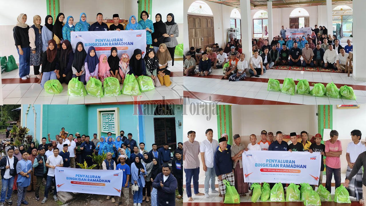 BRI BO Rantepao Bagikan Ratusan Paket Bingkisan Ramadhan kepada Jemaah Masjid Nurul Iman Bokin