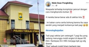 Polres Toraja Utara Buru Terduga Pelaku Hipnotis yang Viral di Medsos, Korban Kehilangan 15 Gram Emas