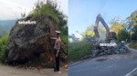Batu Besar di Lokasi Kecelakaan Truk Maut Sereale Dibreaker BPBD Toraja Utara
