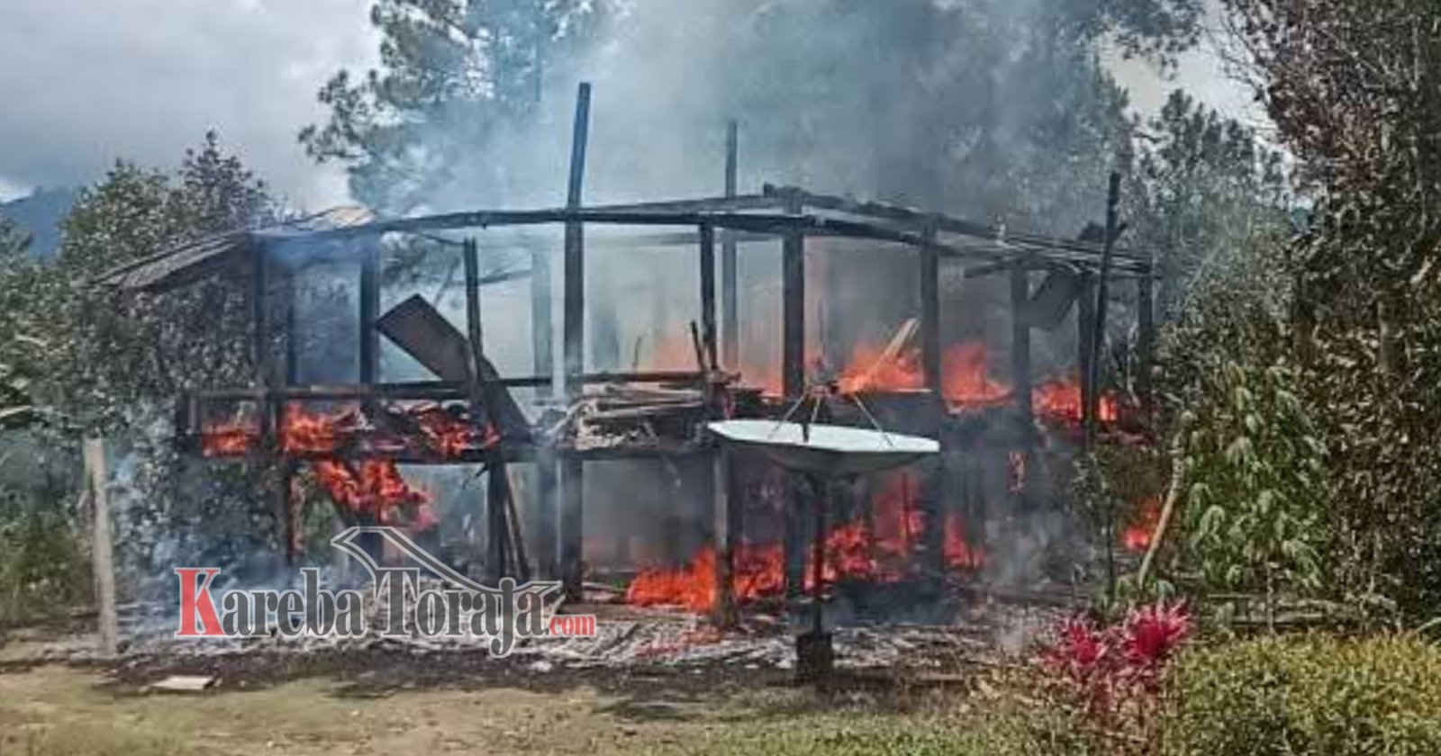 Ditinggal Ke Acara Rambu Solo’, Satu Unit Rumah Ludes Dilalap Api di Lembang Batusura’ Rembon