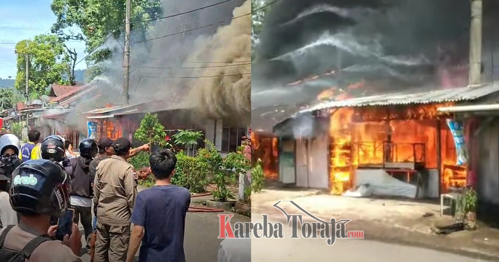 Breaking News: Kebakaran Hanguskan 4 Bangunan di Singki’ Rantepao