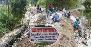 PKBGT Jemaat Gandangbatu Bersama Warga Swadaya Talud Jalan Provinsi yang Amblas