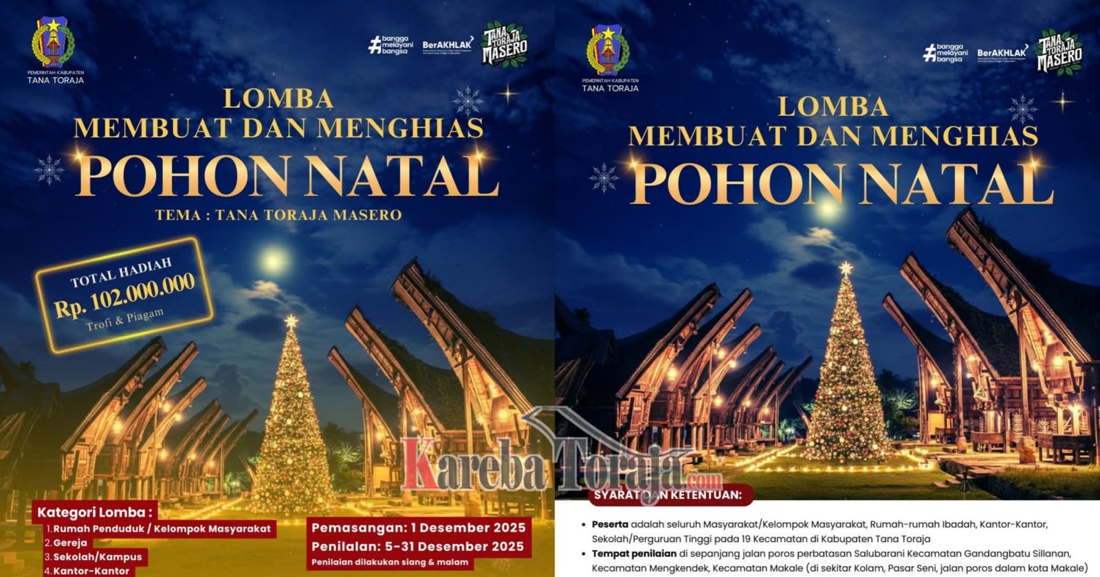 Pemda Tana Toraja Gelar Lomba Menghias Pohon Natal, Berhadiah Ratusan Juta Rupiah