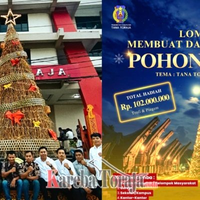 Terbuat dari Ranting Bambu Ao’ yang Kaya Filosofi, UKI Toraja Juara 1 Lomba Pohon Natal Pemda Tana Toraja