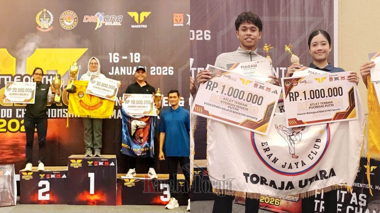 Taekwondo Eran Jaya Club Toraja Utara Raih Juara Umum II dan Best Player Pada Battle of the Maestro Taekwondo Championship 2026