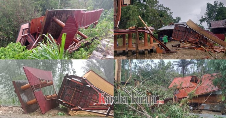 3 Lumbung di 3 Tongkonan Berbeda dan Sejumlah Rumah Rusak Dampak Puting Beliung di Mengkendek dan Gandasil