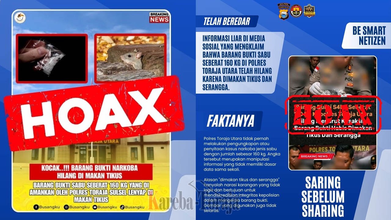Polres Toraja Utara Tegaskan Isu Narkoba 160 Kg Hilang Dimakan Tikus Adalah Hoaks