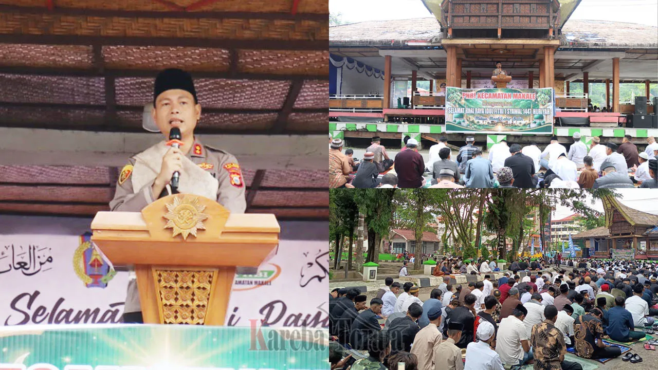 Jadi Khatib Salat Idul Fitri di Makale, Kapolres Tana Toraja Ajak Jemaah Tingkatkan Takwa dan Jaga Persatuan