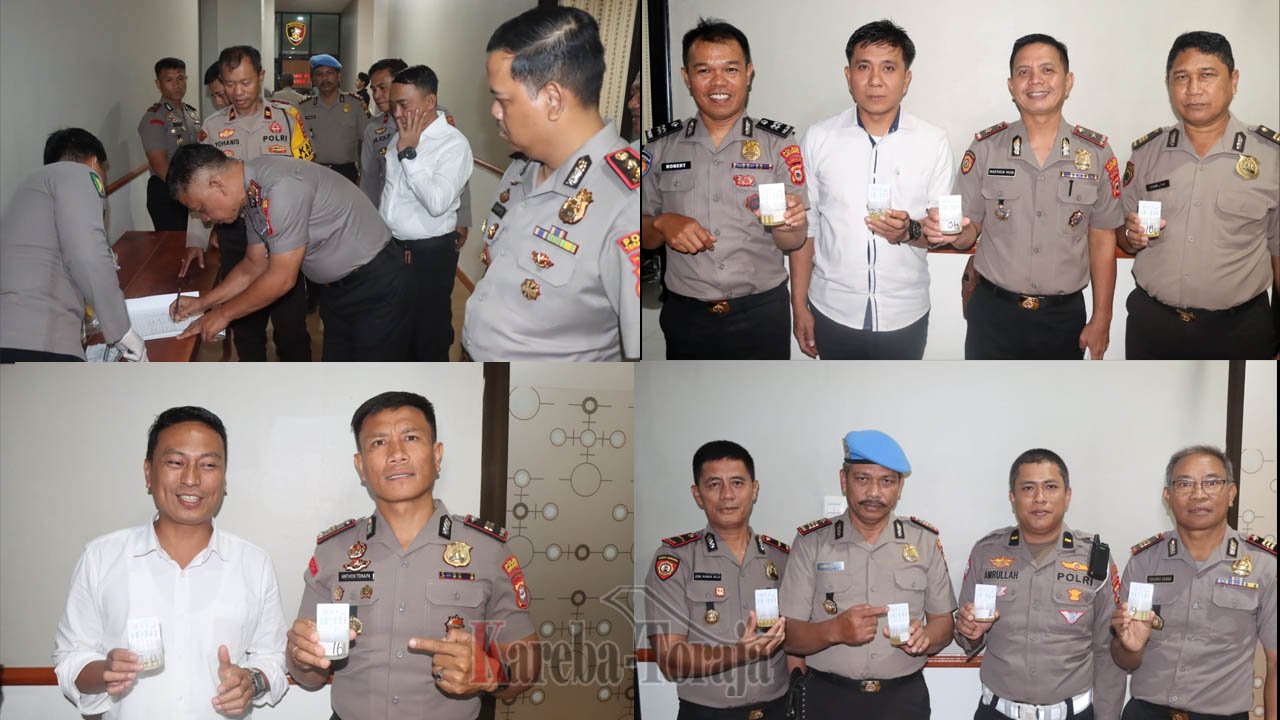 Perwira dan Personil Polres Toraja Utara Tes Urine Mendadak, Ini Hasilnya