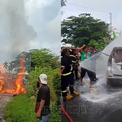 Terjadi Lagi, Minibus Diduga Pelansir BBM Terbakar di Eran Batu, Toraja Utara
