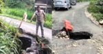 Dua Titik di Ruas Jalan Provinsi Mebali – Buntu Gandasil Rusak Parah, Bahayakan Pengendara Jalan
