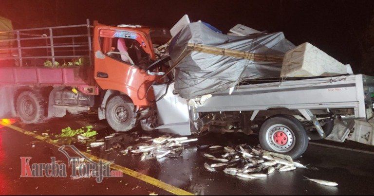 Laka Lantas Truk vs Pikap di Makale Utara, 2 Meninggal Dunia, 2 Luka