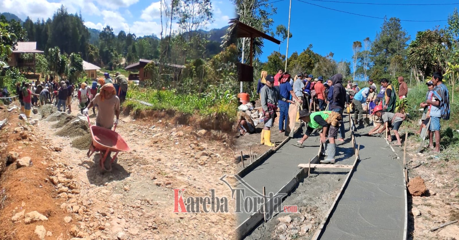 Warga Pessaluan, Lembang Gandangbatu Swadaya Cor Jalan Kabupaten
