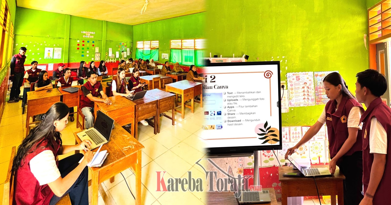 Mahasiswa KKN UKI Toraja di Lembang Buttu Limbong Beri Pelatihan Canva bagi Guru SDN 1 Bittuang