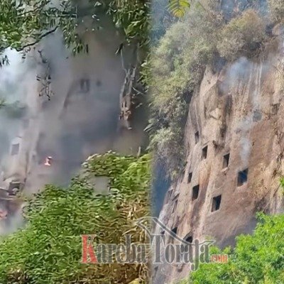 Kebakaran Hutan di Baruppu’ Merambat ke Kuburan (Liang), Ratusan Peti Mayat Terbakar